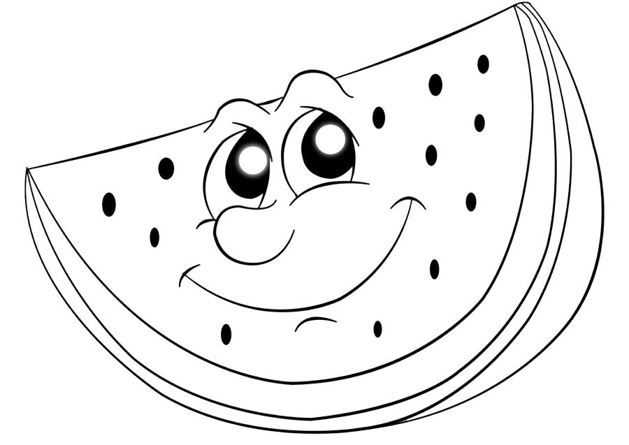 Ausmalbild Lächelnde Wassermelone Ausdrucken